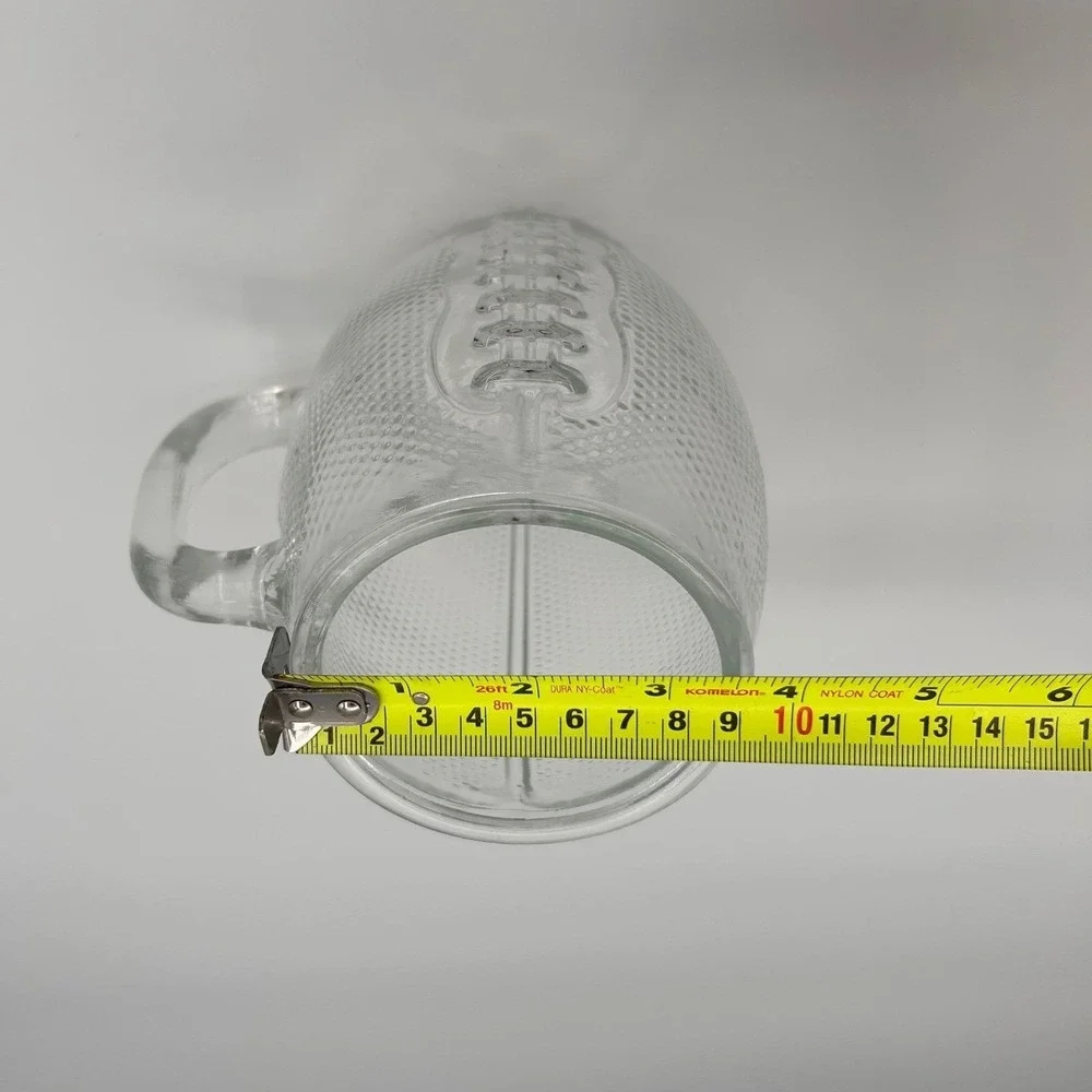Home Essentials XL Football Beer Mug Clear Textured Glass‎ Stein